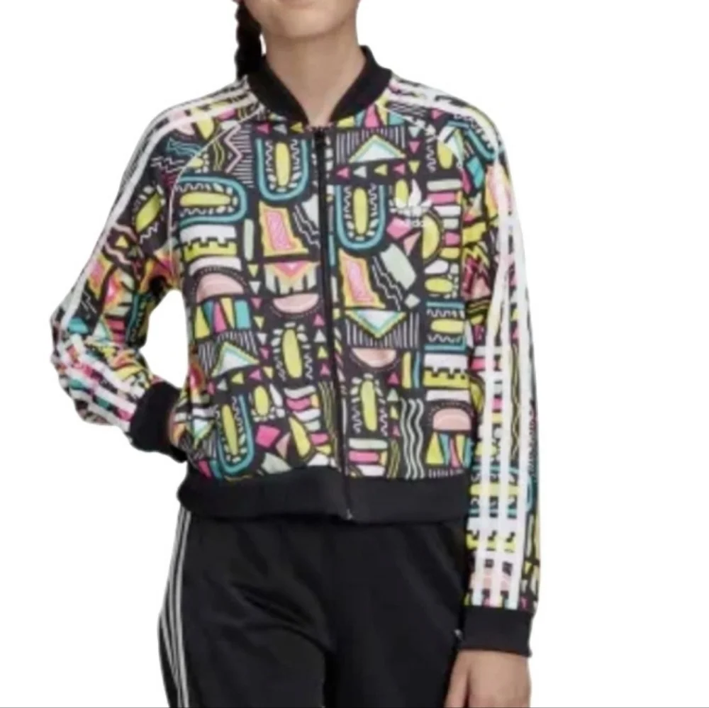 Adidas Cropped SST Full-Zip Track Jacket Girls Size 7-8Y XS